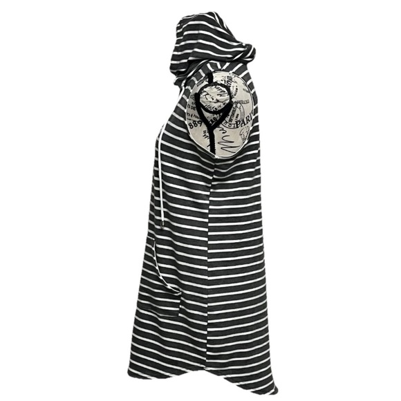 Be All Sportswear Corp Striped Kangaroo Pocket Mini Dress Nautical Preppy M - Picture 3 of 9